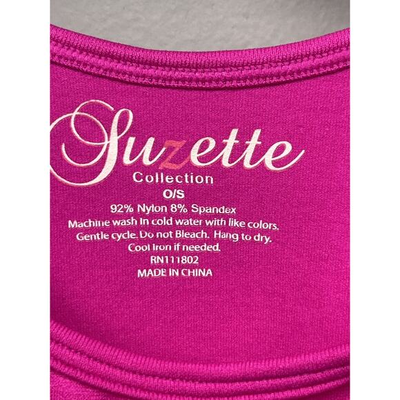Suzette‎ Collection Ribbed Cropped Scoop Neck Tank Top Womens OS Hot Pink NEW - Picture 4 of 7